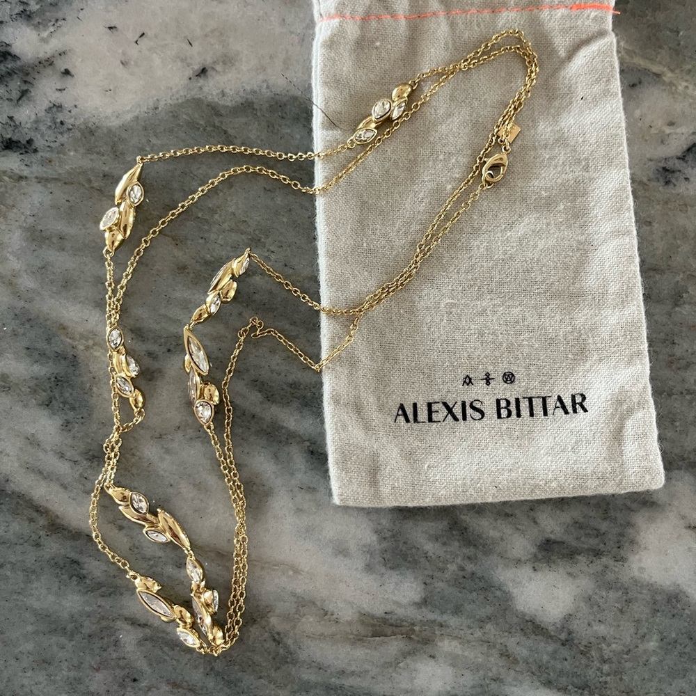 ALEXIS BITTAR LONG CHAIN NECKLACE WITH CRYSTALS